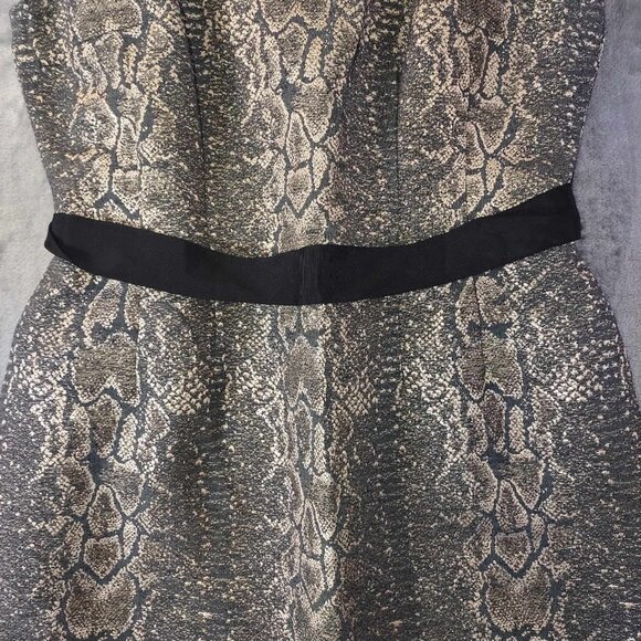 Tahari Women's 10 Black Baddie Snake Print Vintage Sheath‎ Belted Cocktail Dress - Picture 11 of 12